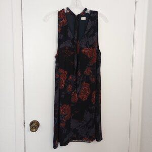 Aritzia Wilfred Ethere Navy Blue Floral Choker Sleeveless Mini Dress